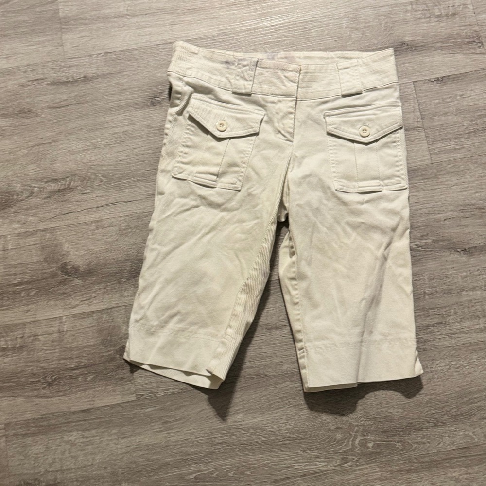 Cache Womens Cream Bermuda Shorts Cargo Pocket Off White Size 6